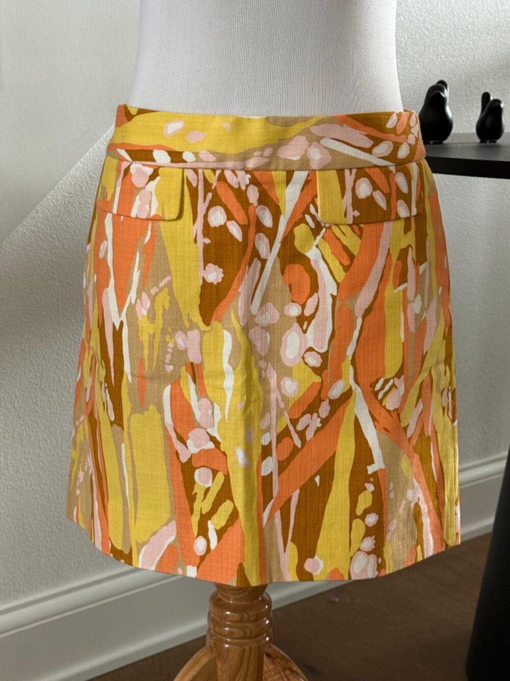 Y2K J.Crew Abstract Botanical Print Mini Skirt Size 0